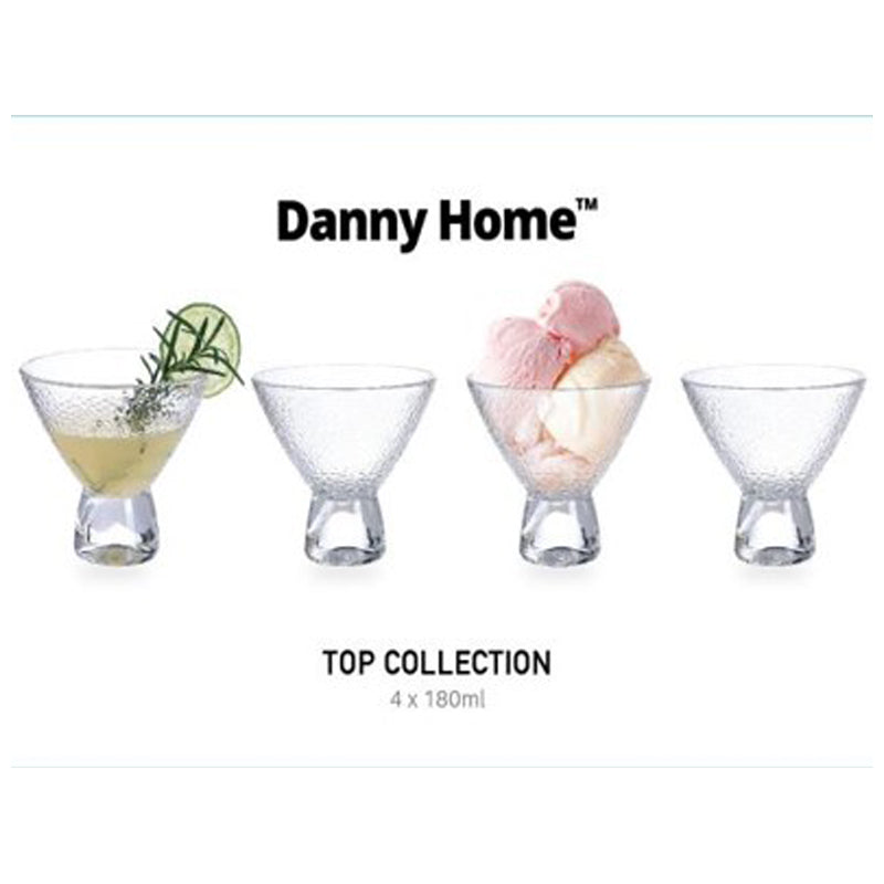 Danny Home Glass Cup 4Pcs/Color Box Unit:Set 10*9.5*4.5Cm 180Ml 6Oz-Clear