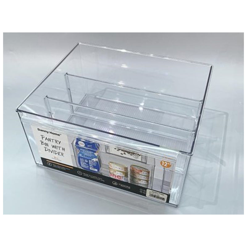 Danny Home The Everything Organizer 1Pcs/Color Card X-Large Pet 30.5X26.8X15.1Cm 11'' Pantry Bin With Dividers-Clear