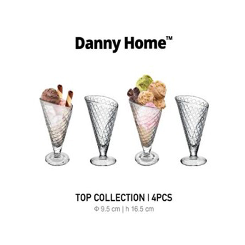 Danny Home Ice Cream Cup 4Pcs/Color Box Unit:Set 9.518.57.5Cm-Clear