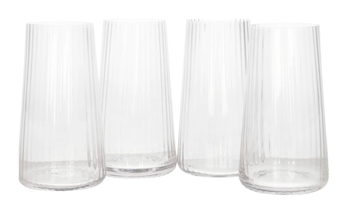 Danny Home 4-Piece Glass Set – Stripe Design – 450 Ml-Clear