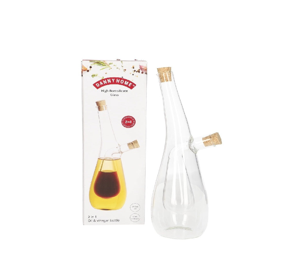Danny Home Borosilicate 2-In-1 Oil & Vinegar Bottle – 310 Ml-Clear