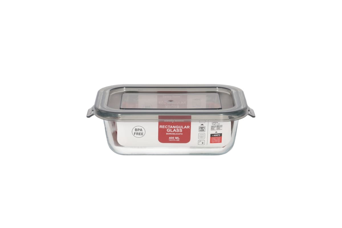 Danny Home Borosilicate Rectangular Food Container With Lid 400Ml-Clear