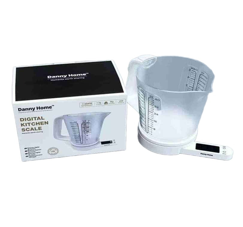 Danny Home Abs 2-In-1 Digital Kitchen Measuring Scale – 5 Kg Maximum Capacity-Clear - White