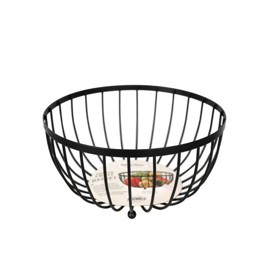 Danny Home Stainless Steel Round Fruit Basket – 25 × 13.4 Cm-Black