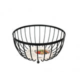 Danny Home Stainless Steel Round Fruit Basket – 25 × 13.4 Cm-Black