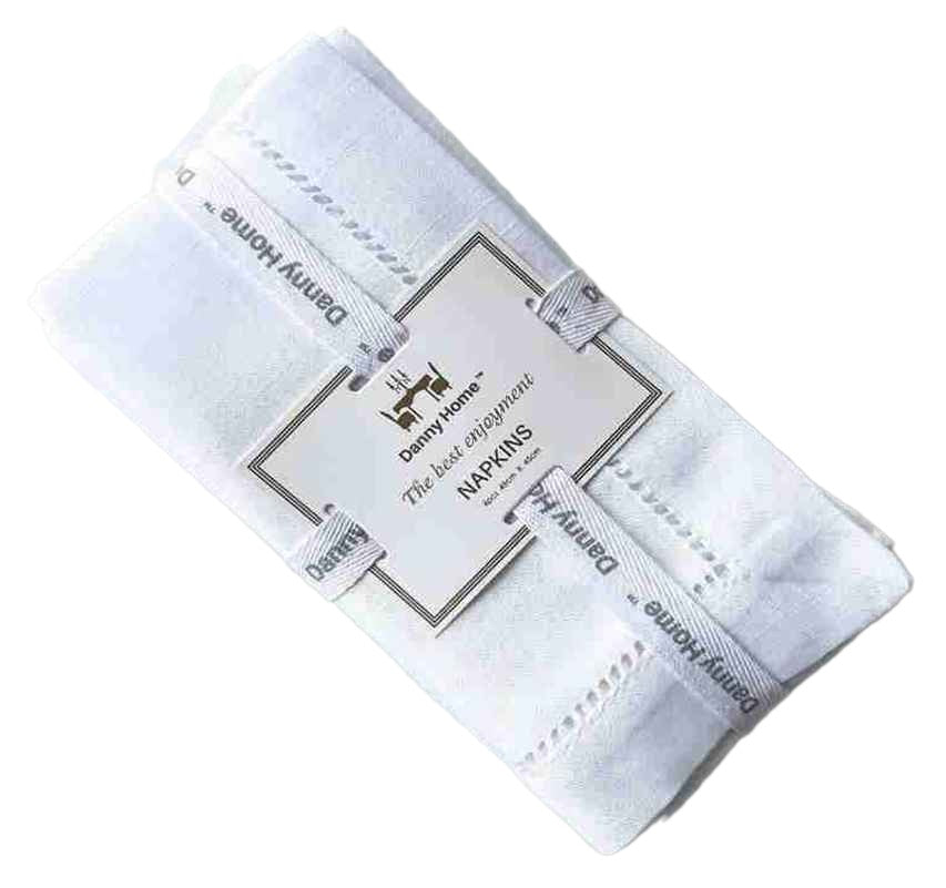 Danny Home 4 Piece Polyester Dining Napkin Set-45X45Cm-White
