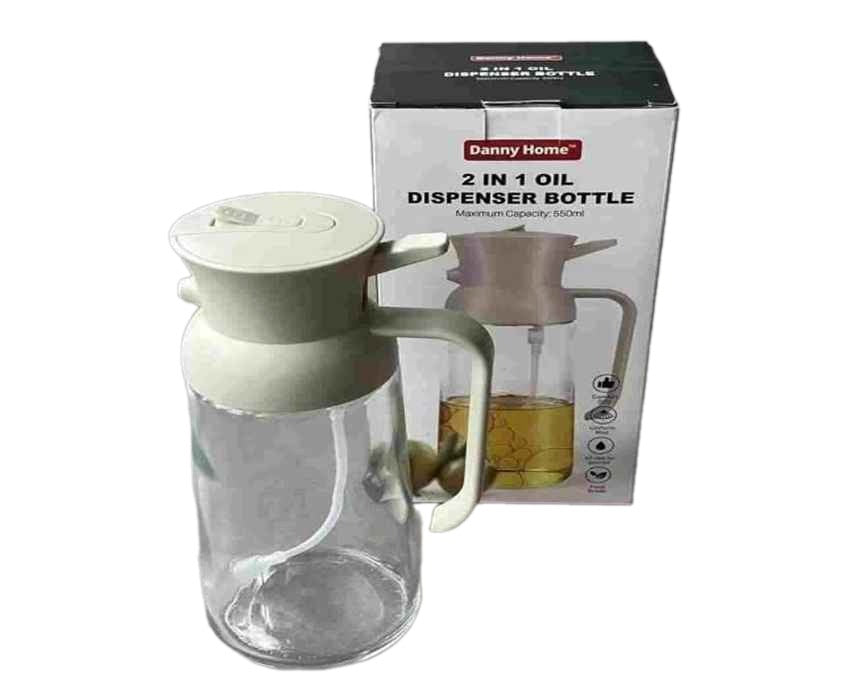 Danny Home 2-In-1 Oil Sprayer And Dispenser Glass Bottle – 550 Ml-Green