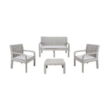 4Pc Plastic Sofa&Chair Set W/Cushion(2 Seater-1+1 Seater-2+T