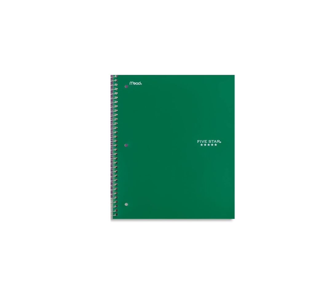 Five Star 1-Subject Spiral Notebooks 100 Sheet Green