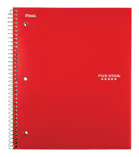 Five Star 1-Subject Spiral Notebooks 100 Sheet Red
