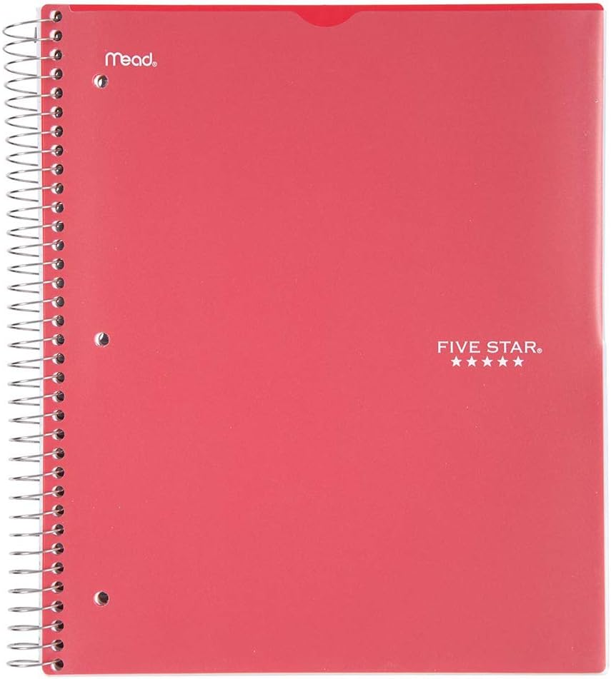 Five Star Five Star 5-Subject Customizable Spiral Notebook Red