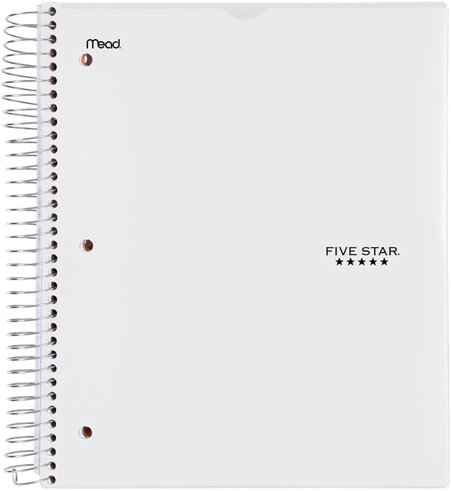 Five Star Five Star 5-Subject Customizable Spiral Notebook White