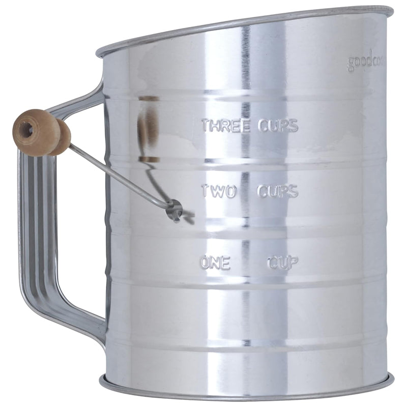 Goodcook Steel Flour Sifter 3 Cup With Crank-Silver