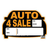 Hy-Ko Auto Sale Sign 9X14"-Orange & Black