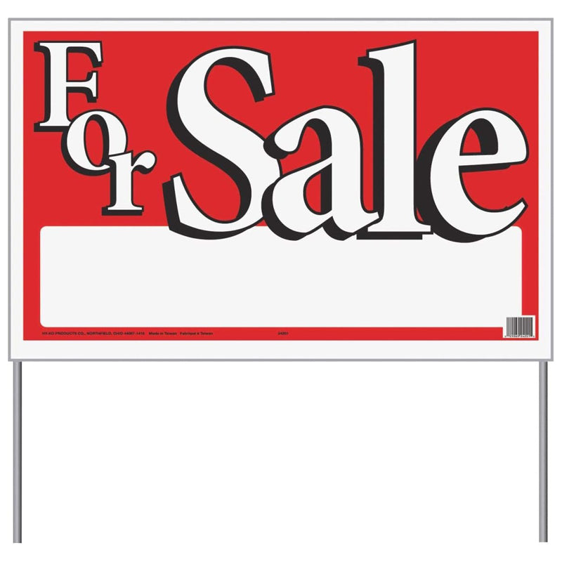 Hy-Ko For Sale Plas Bag Signboard 26X16"-White