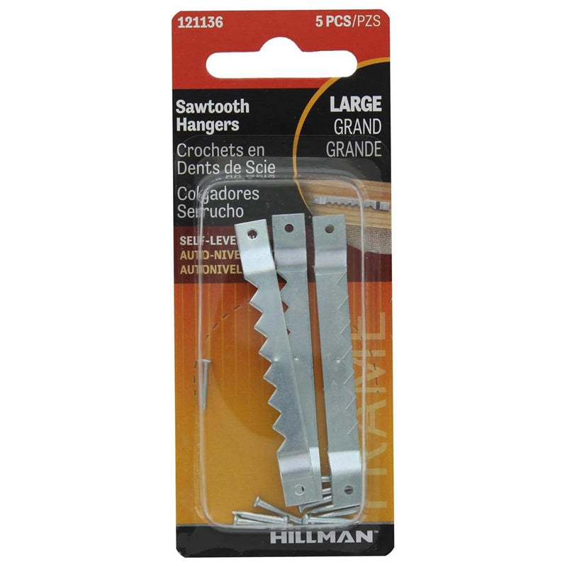 Hillman Large Saw Tooth Hanger Set Of 5-Silver
