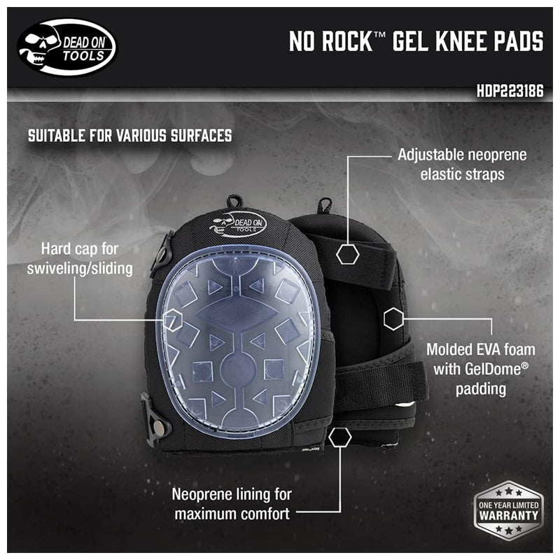 Dead On Tools No Rock Knee Pad-Gel-Black & Clear
