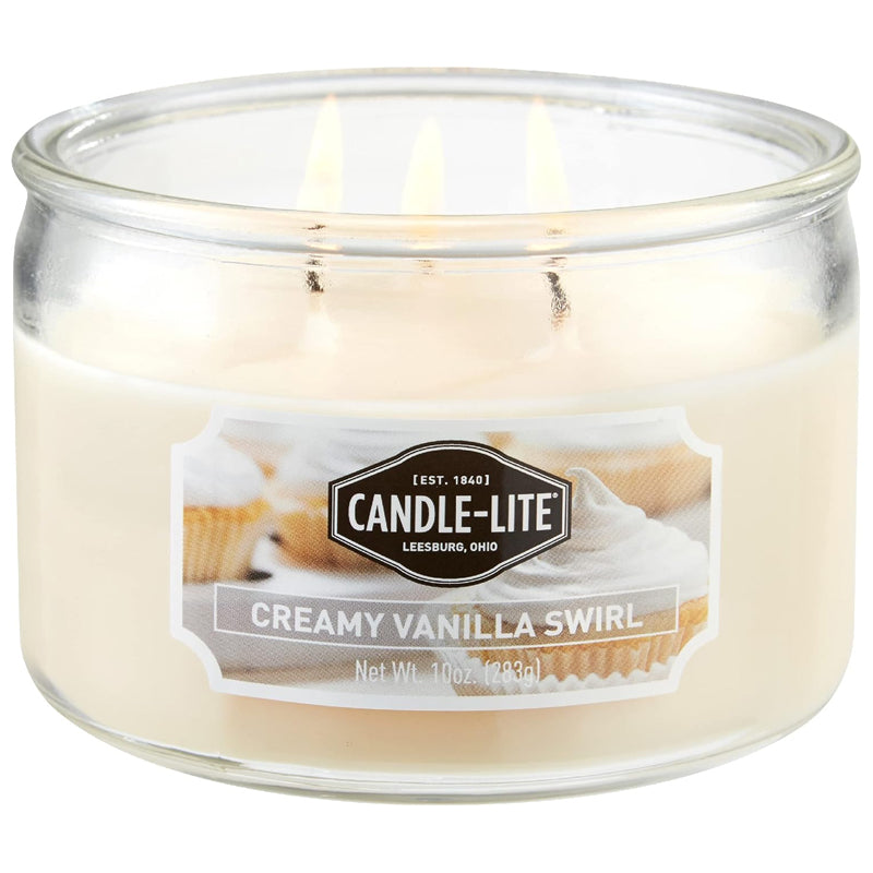 Candle Light Candle EDES 10Oz Creamy Van Swirl-White
