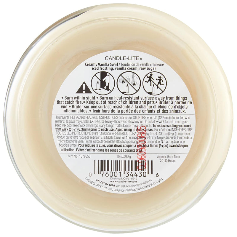 Candle Lite Candle Edes 10Oz Creamy Van Swirl-White