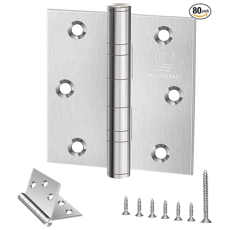 Yztac Door Hinge Squr 3.5X3.5" Brushed Stainless Steel -Silver