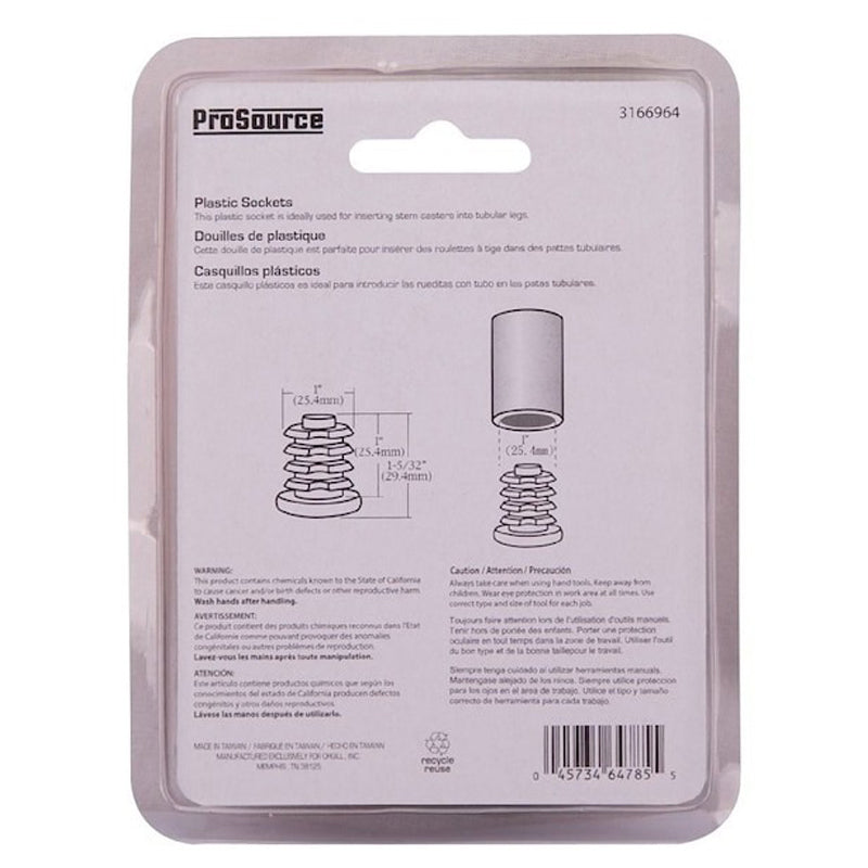 Prosource 4Pc Plastic Socket 1"-Black