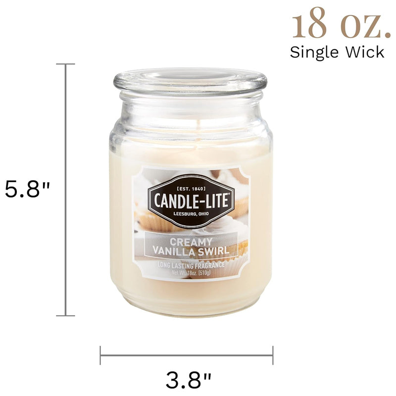Candle Lite Candle Edes 18Oz Creamy Van Swirl-White