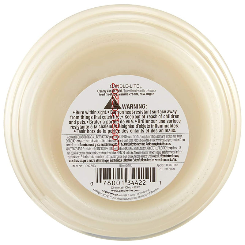 Candle Lite Candle Edes 18Oz Creamy Van Swirl-White
