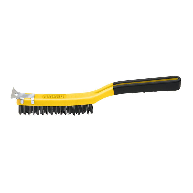 Allway Soft-Grip Carbon-Steel Wire Brush / Scraper 3X19" - Black&Yellow