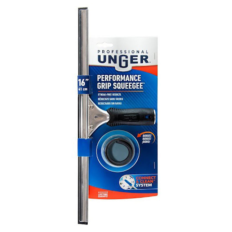 Unger Window Squeegee 16" Rubber - Silver
