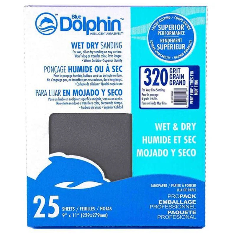 Blue Dolphin Wet And Dry Silicon Carbide Sheets 9X11 25Pk-Dark Gray