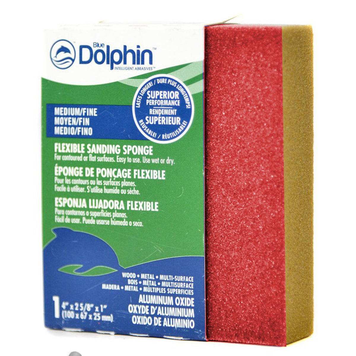 Sanding straight sponge, Yellow & Red
