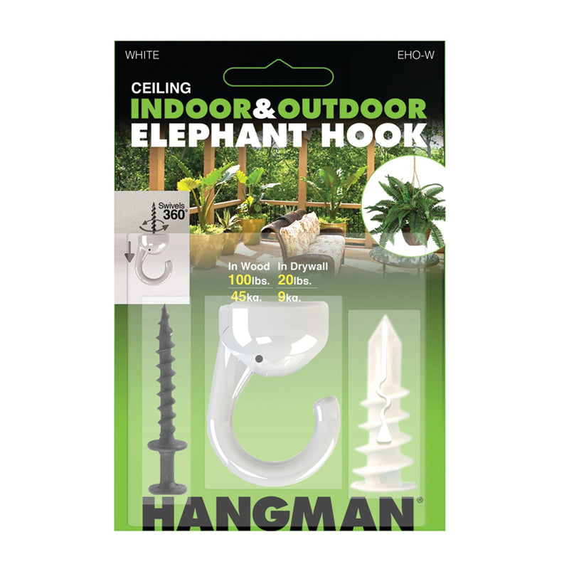 Hangman Indoor&Outdoor Elephant Hook -White