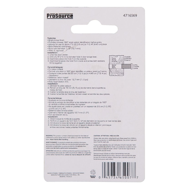 Prosource Brass Door Viewer 160-Gold