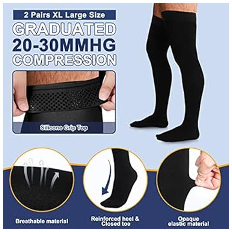 2Pc Mens Compression Socks Size 10-13