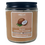 Candle Light Jar Candle With Top Lid 6.5Oz Island Coconut Mahogany Scent-Brown