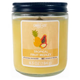 Candle Light Jar Candle With Top Lid 6.5Oz Tropical Fruit Medley Scent-Yellow