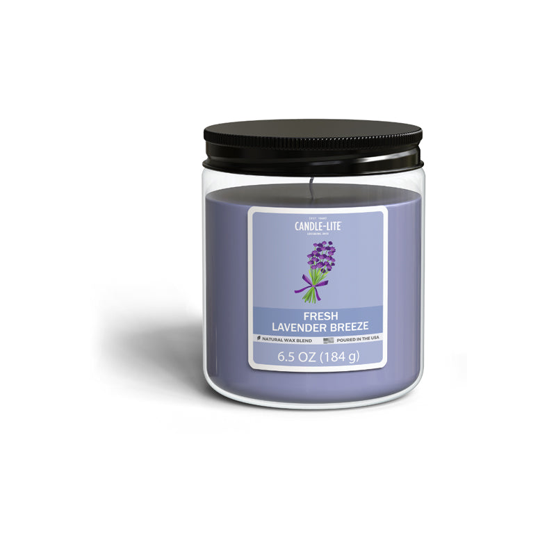 Candle Light Jar Candle With Top Lid 6.5Oz Fresh Lavender Breeze Scent-Purple