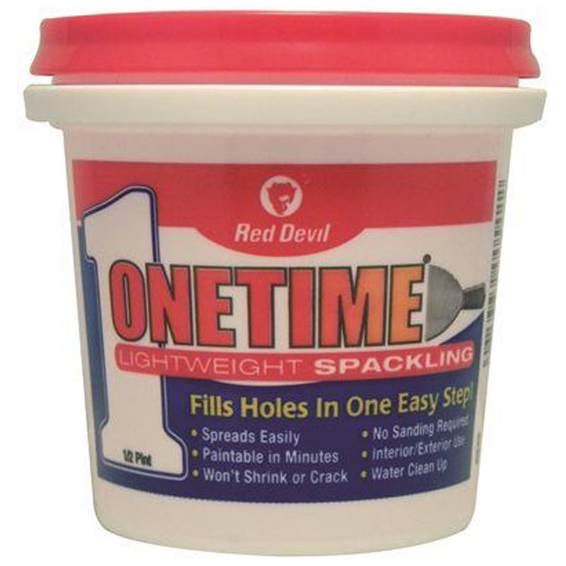 Red Devil One Time Lightweight Spackling, 1/2 Pint Tub- Multicolour