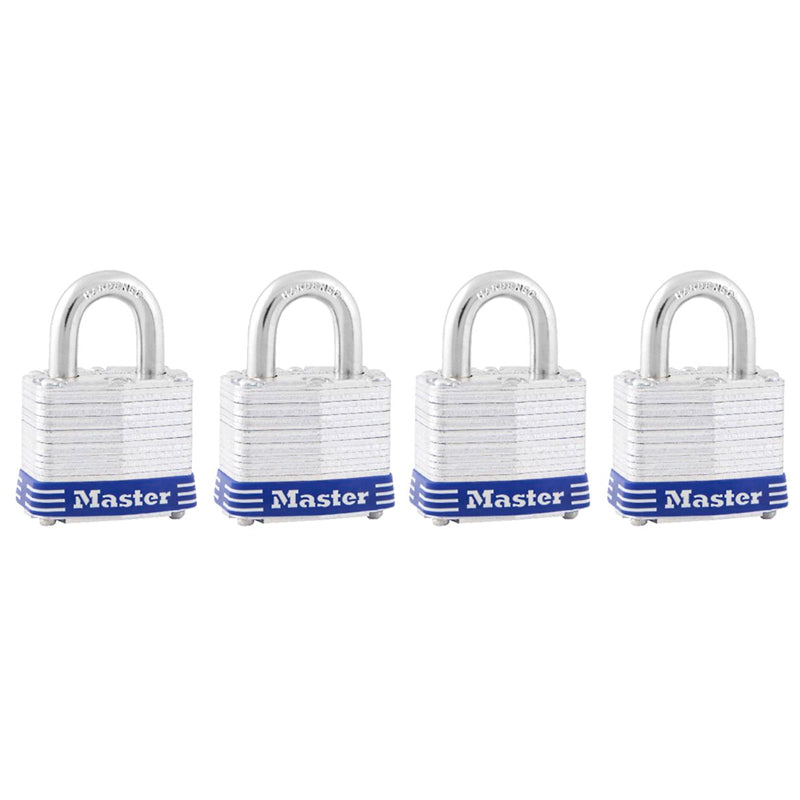 Master 1-1/2" Padlock 4PK-Silver