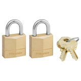 Keyed Alike 2Pc Solid Brass Body Padlock 3/4(19Mm)- Gold