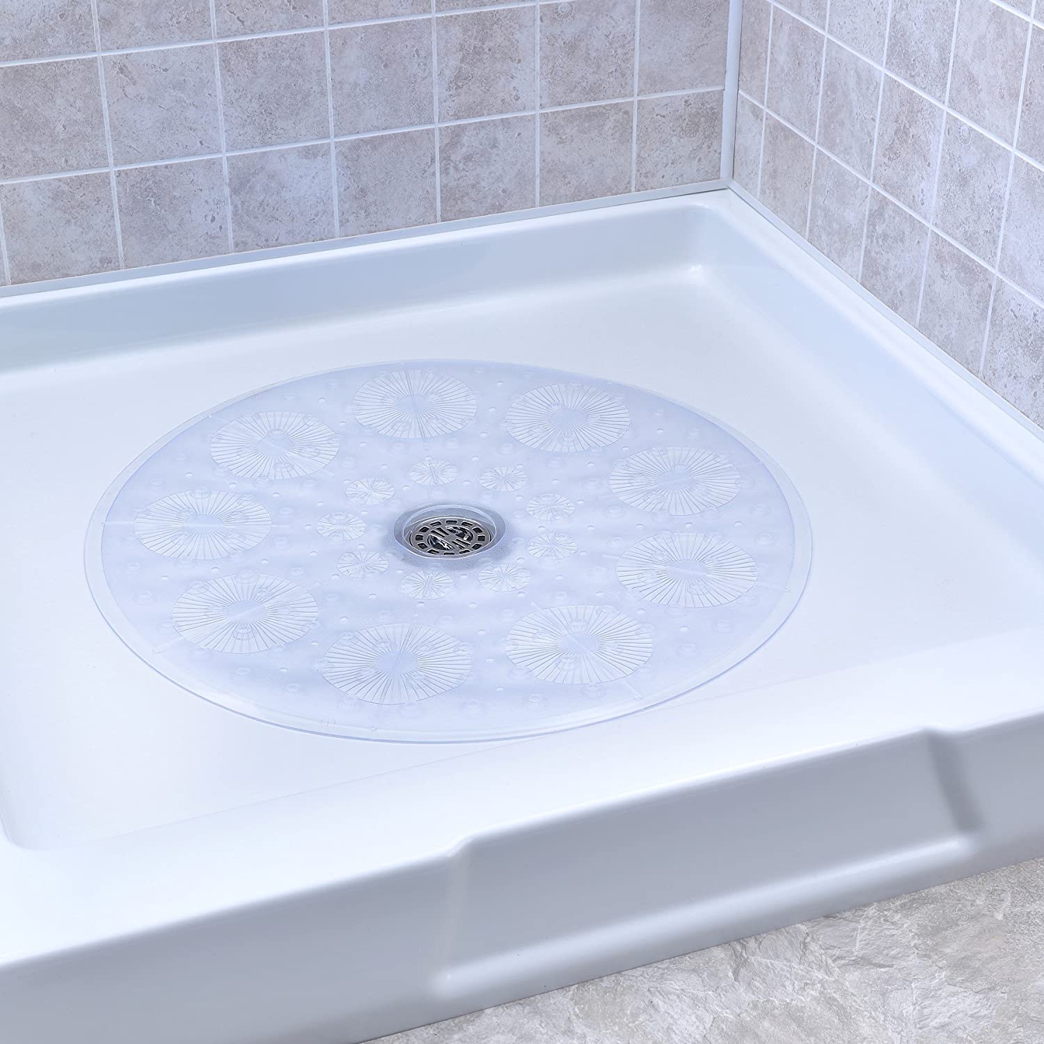 Round Shower Mat, Clear Color