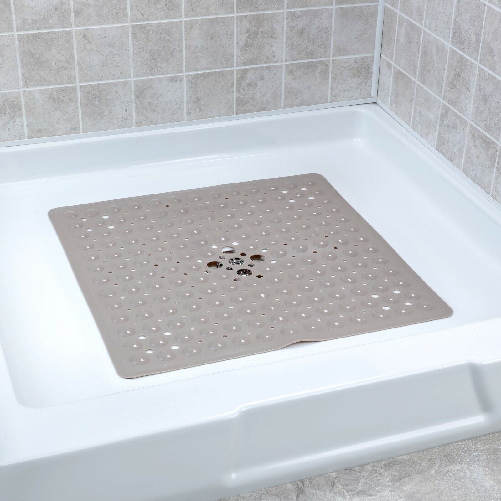 Square Shower Mat, Tan Color