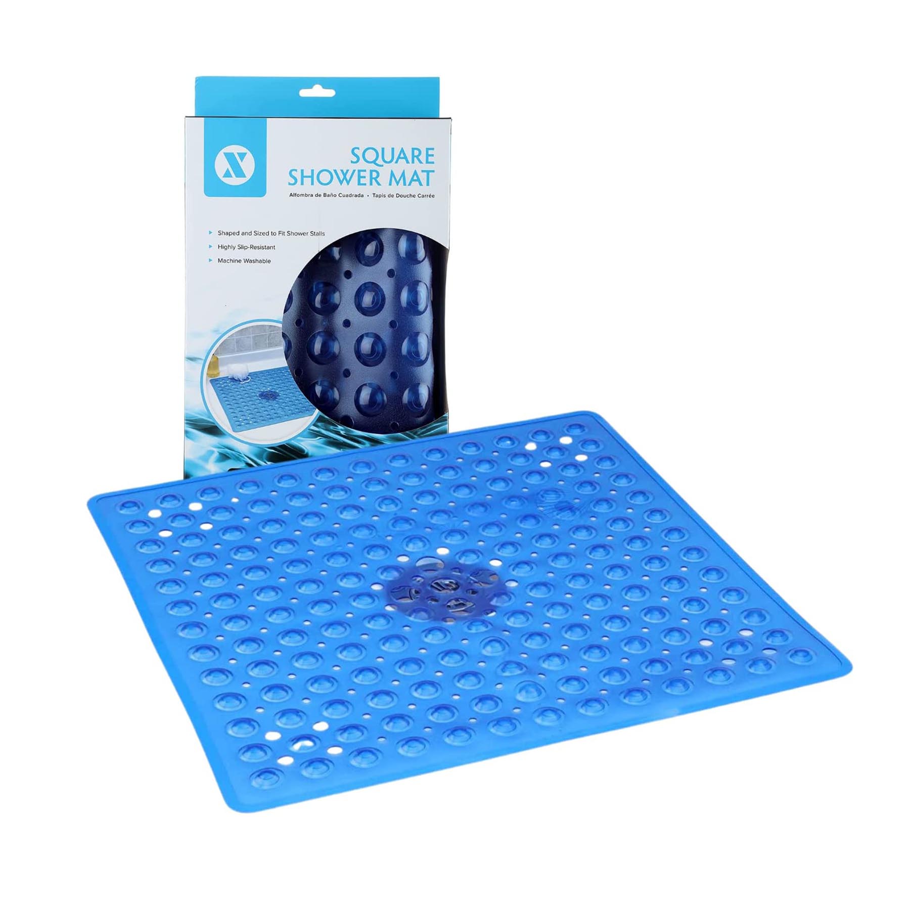 Square Shower Mat, Blue Color