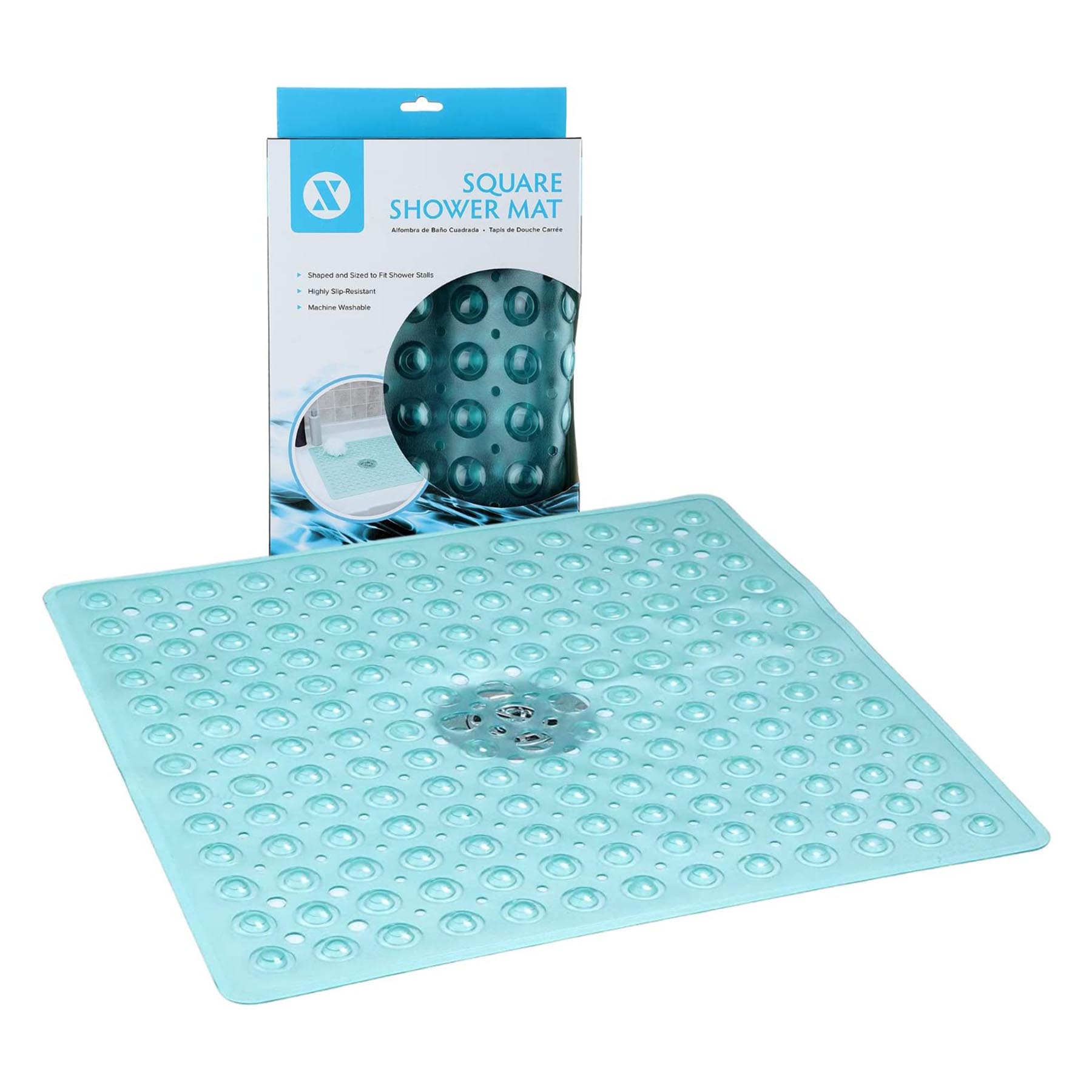 Square Shower Mat, Light Green Color