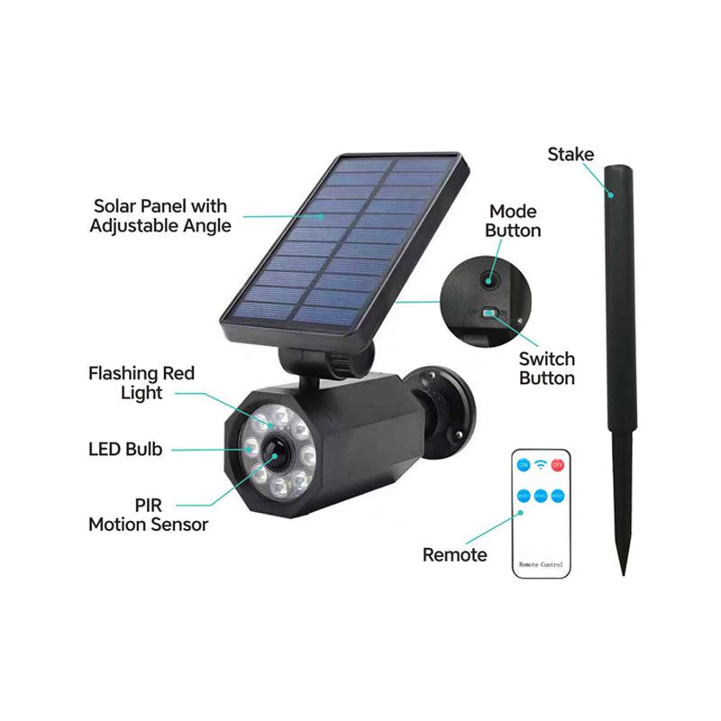 Deluxe Led Solar Spotlight With Remote-Black