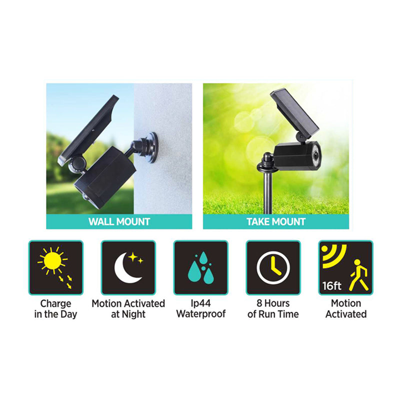Deluxe Led Solar Spotlight With Remote-Black
