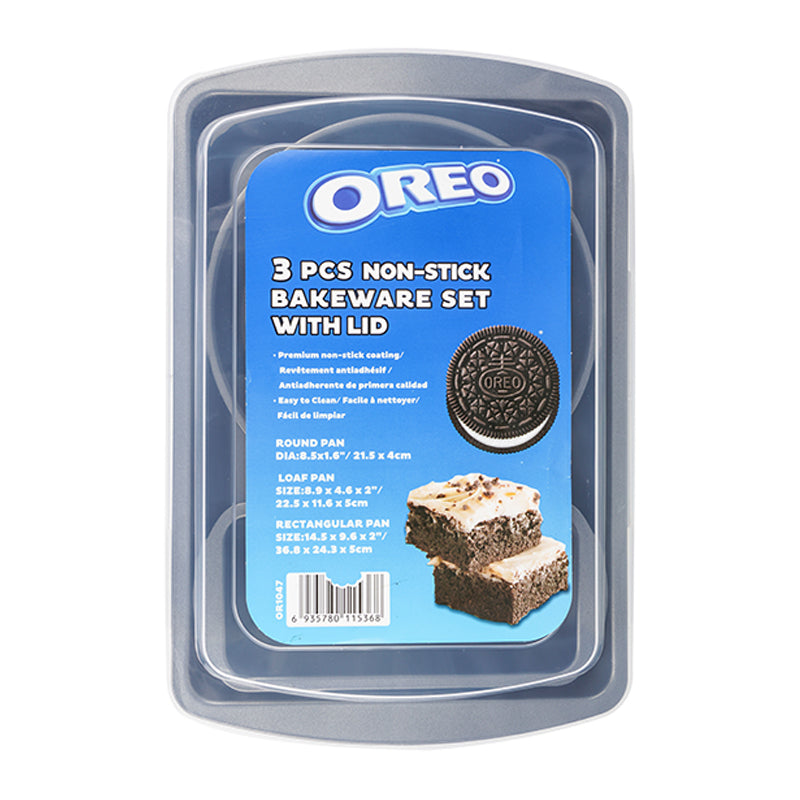 Oreo 3Pc Bake Set With Plastic Lid-Multicolor