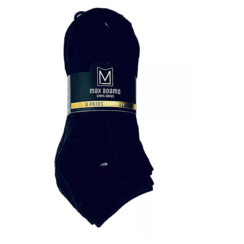 Max Adams Mens Sports Socks 8 Pieces-Black