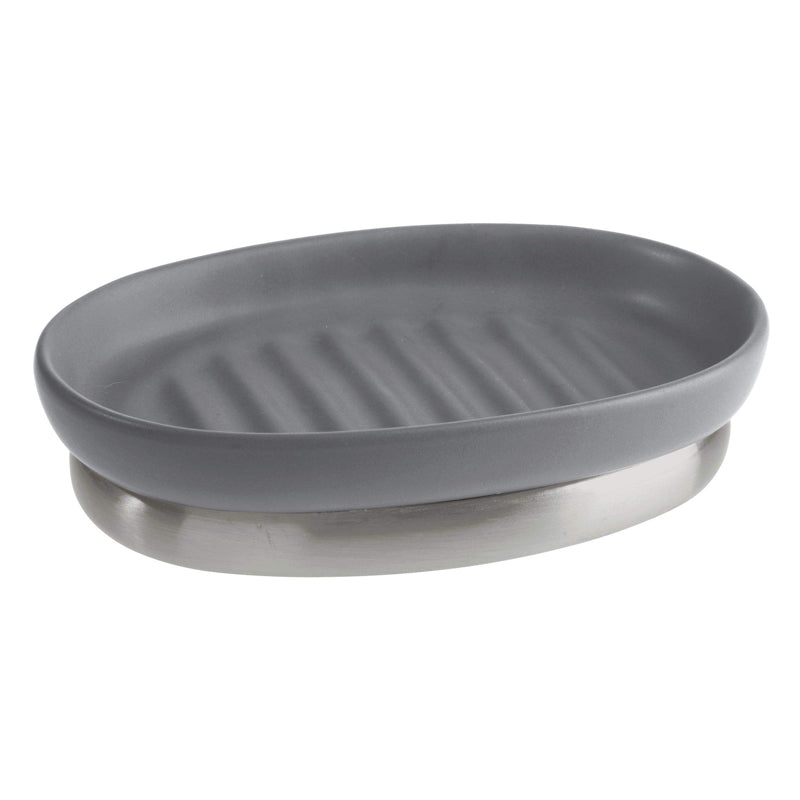 Interdesign York Soap Dish -Brush - Matte Gray