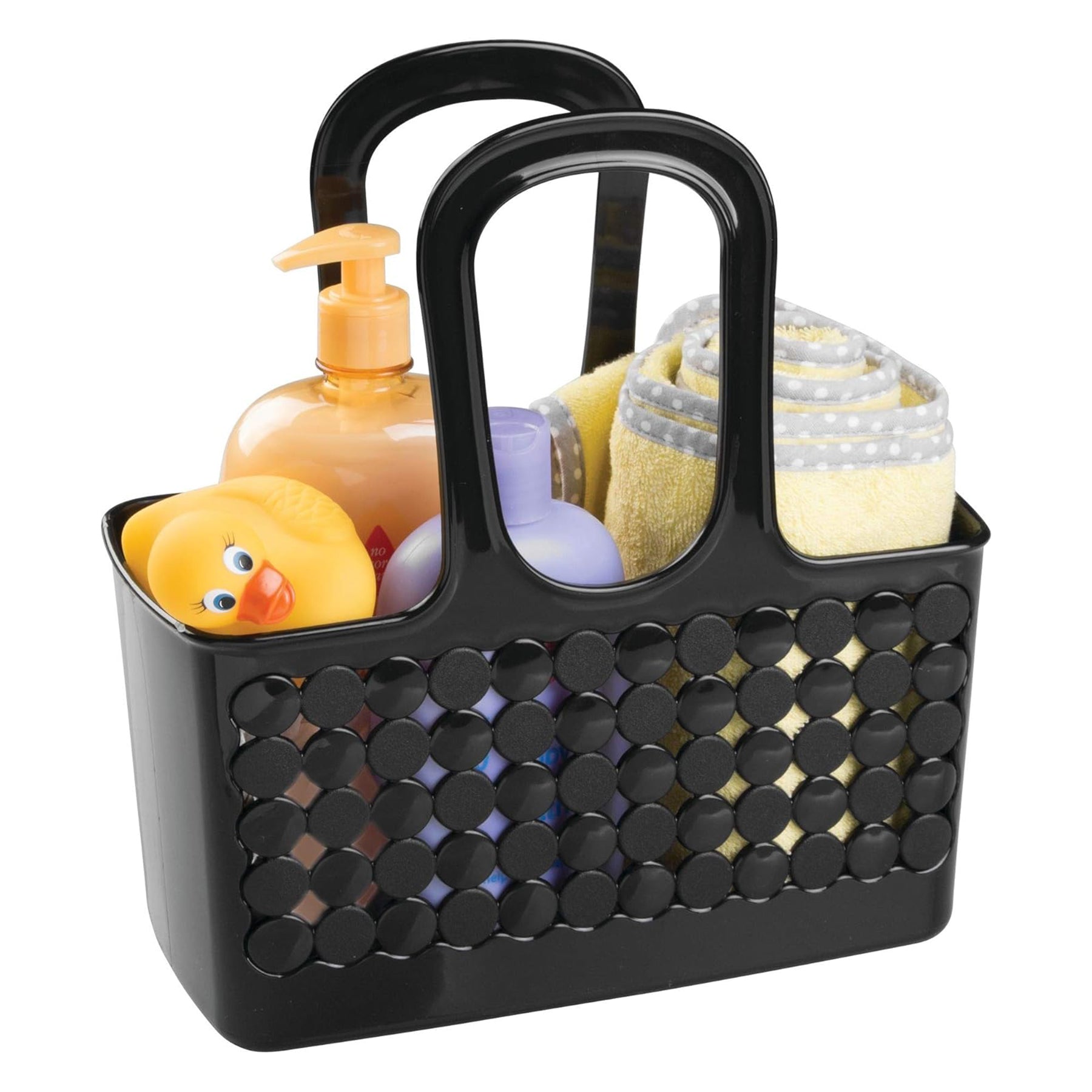 Plastic Divided Shower Caddy Tote , Black, Small